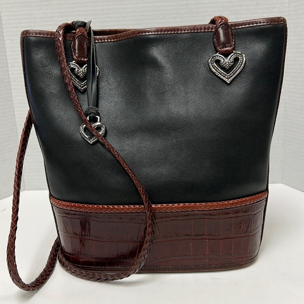 Brighton “Caroline” 2-Tone Leather Bucket Tote